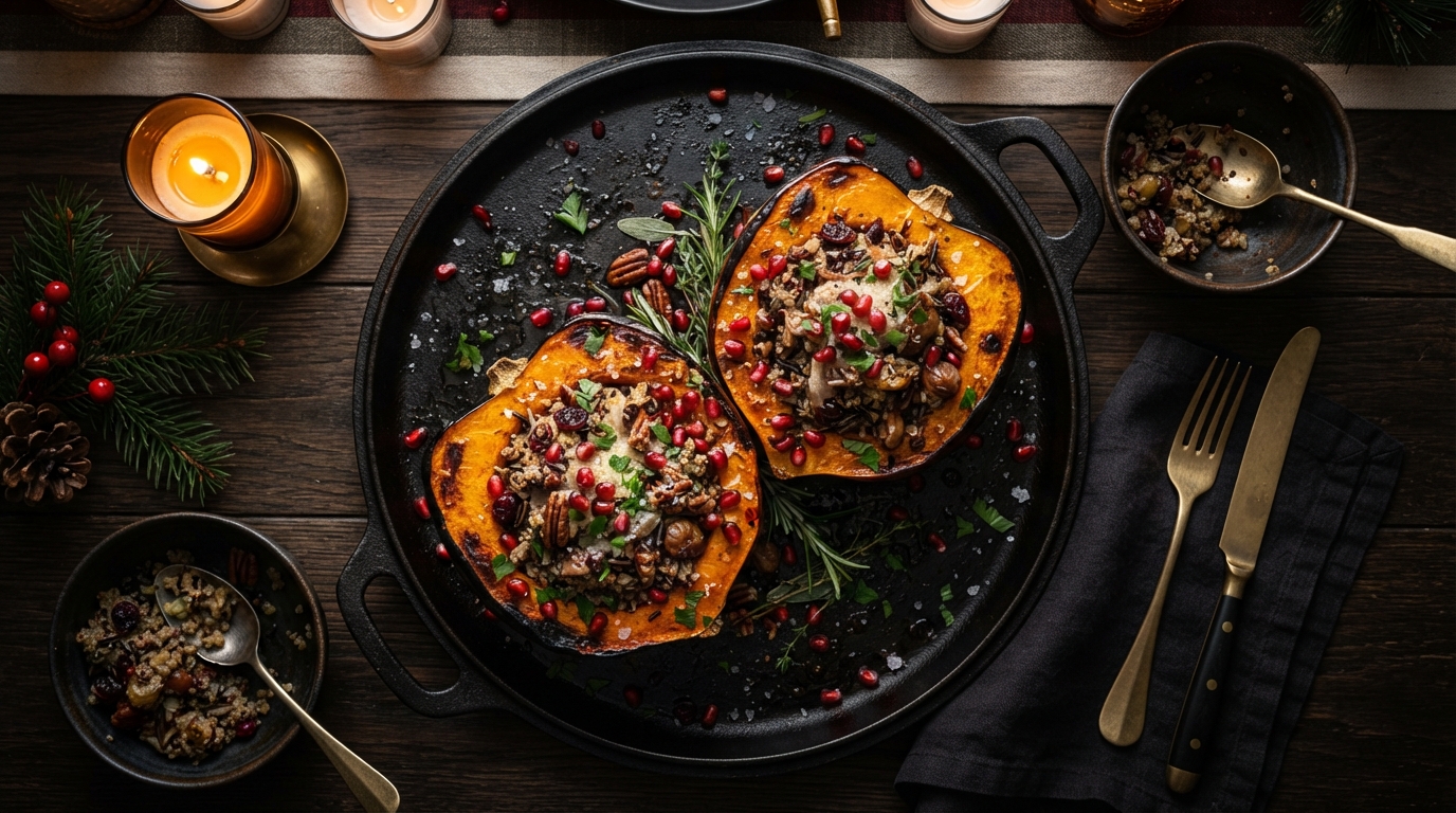 Veggie Holiday Turkey Dinner or “Over Stuffed Squash”